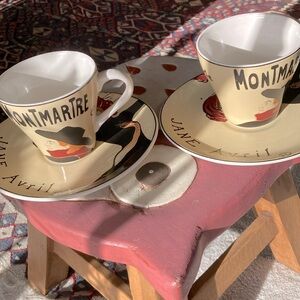 Vintage Sango Cabaret '95 tea cup and saucer; set of two